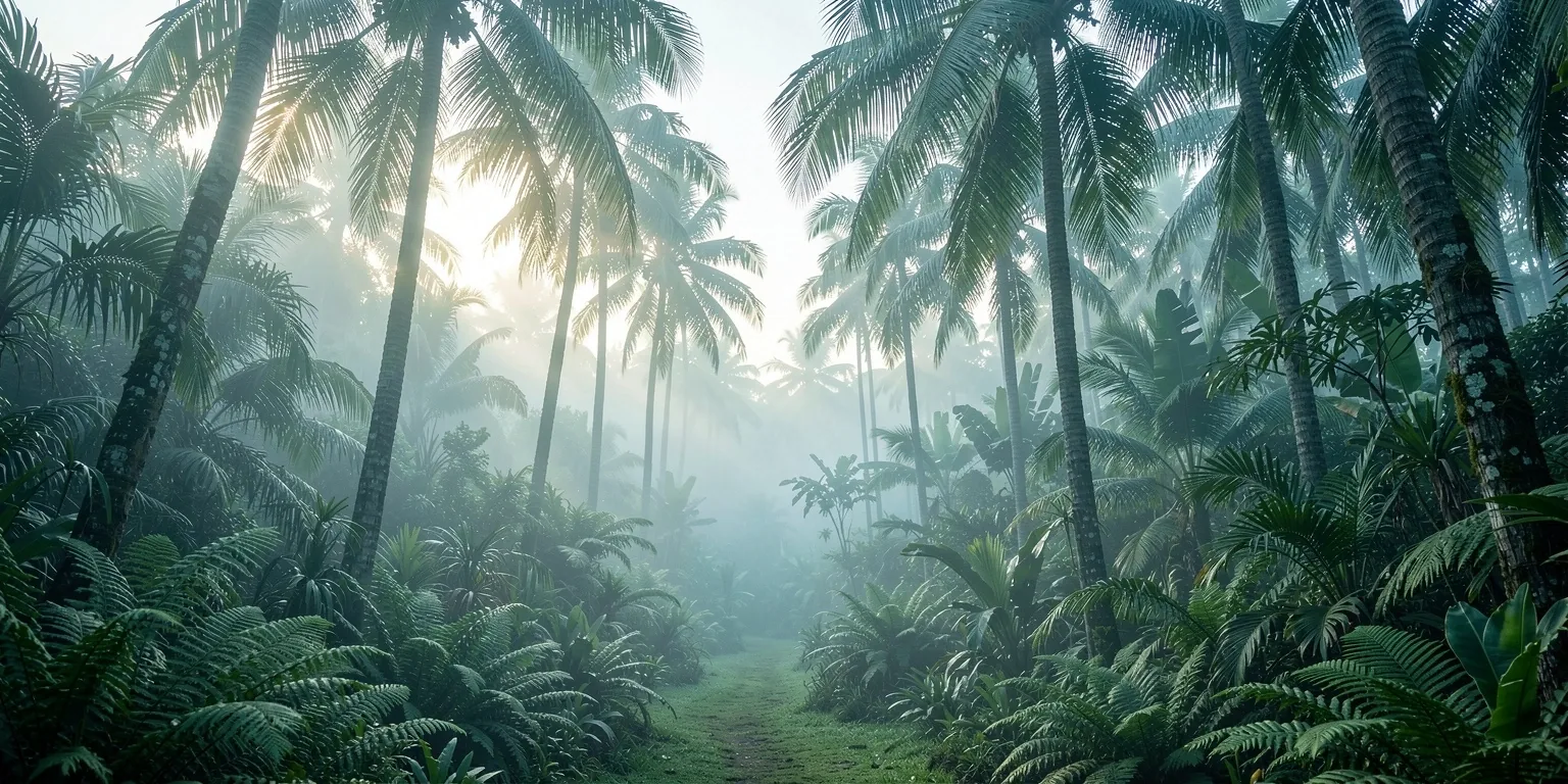 Tropical botanical environment in Bali at dawn