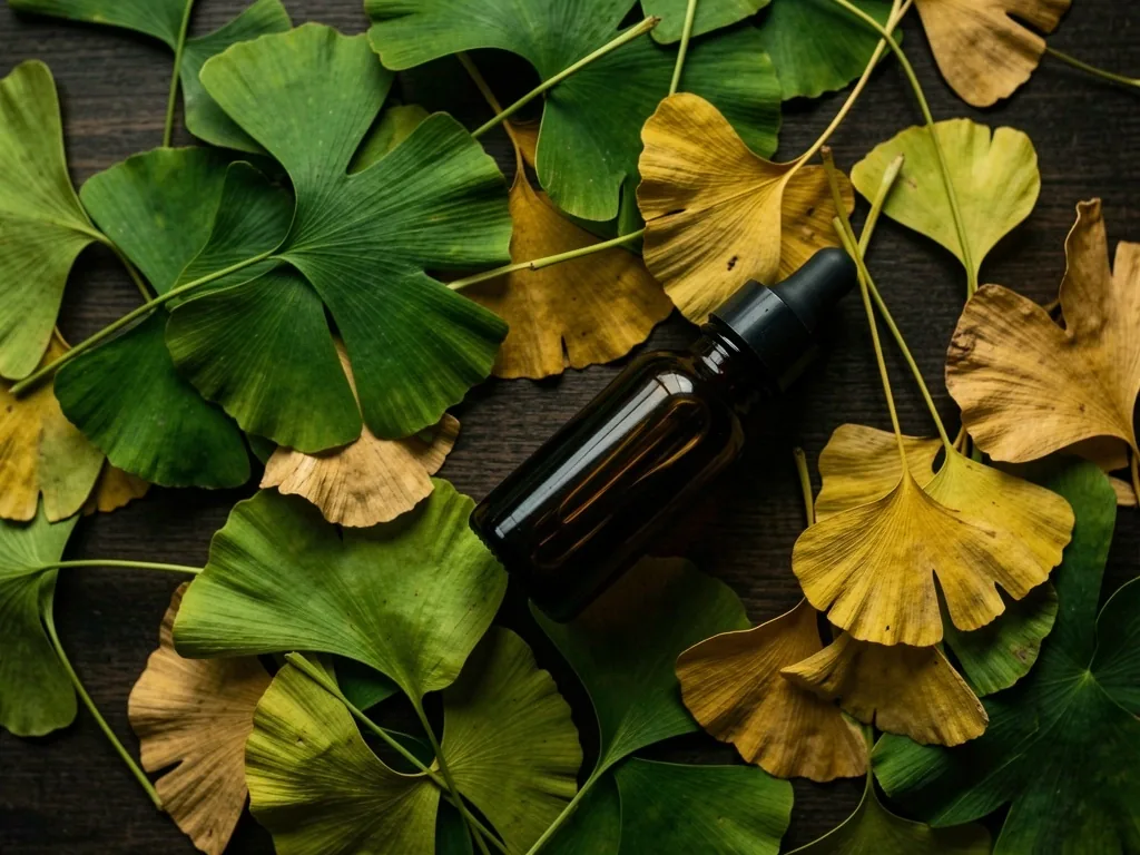 Ginkgo biloba leaves