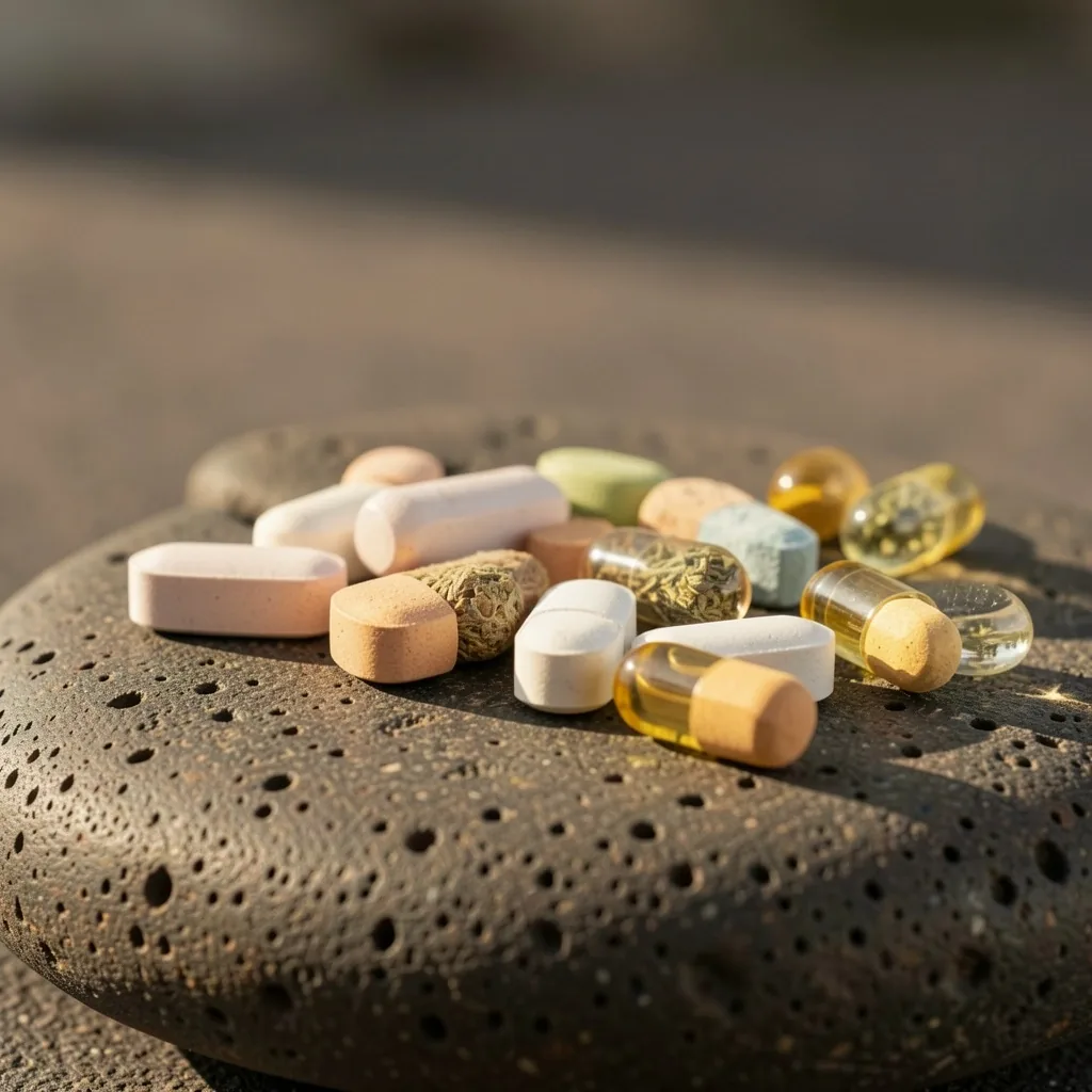 Supplement capsules in clinical lighting